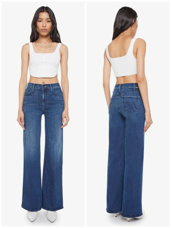 MOTHER Denim - 💕MOTHER💕 The Hustler Roller Sneak Jeans ~ Heirloom Blue 31 NWOT Wide Leg